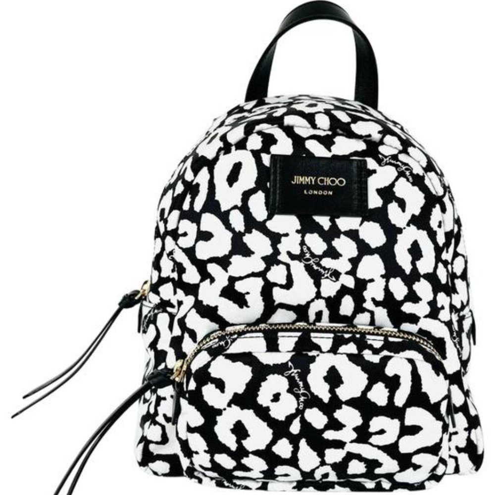 Jimmy Choo Candice Onyp Nylon Leopard Backpack